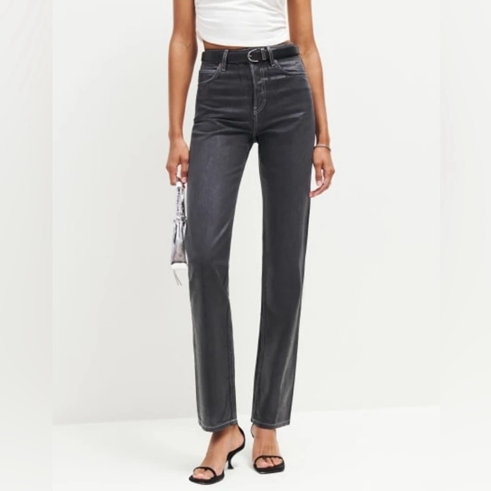 Reformation Straight Leg Jeans in Washed Black